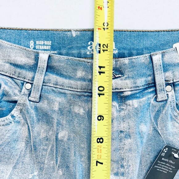 a.n.a. Women's High-Rise Straight Stretch Metallic Effect Silver Jeans Sz 8 NWT - Picture 12 of 15